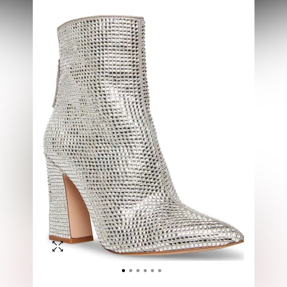Steve Madden Sasa-R Silver Rhinestone Ankle Boots